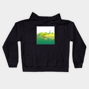 Landscape Vignette: Lime Reflection Lake Kids Hoodie